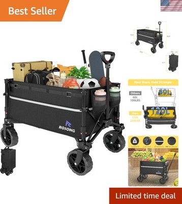 Multi-Terrain Folding Wagon with Detachable Wheels - 250lb Capacity for Easy Use
