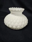 Vintage Diamond Quilt Ruffle Top Beaded White Milk Glass Lamp Shade 6" Fitter