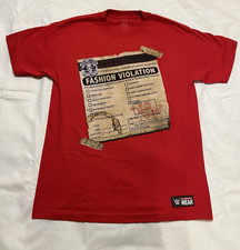 WWE Breezango Fashion Police T Shirt Medium Fandango Tyler Breeze Red TNA NXT