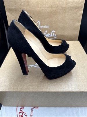 Christian Louboutin Bambou Schwarz Wildleder High Heels Plateau Schuhe Größe UK 5 EU 38