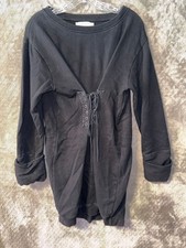 Zara SS 2017 Dress 08 Lace-Up Sweatshirt Dress Black Size XS-S