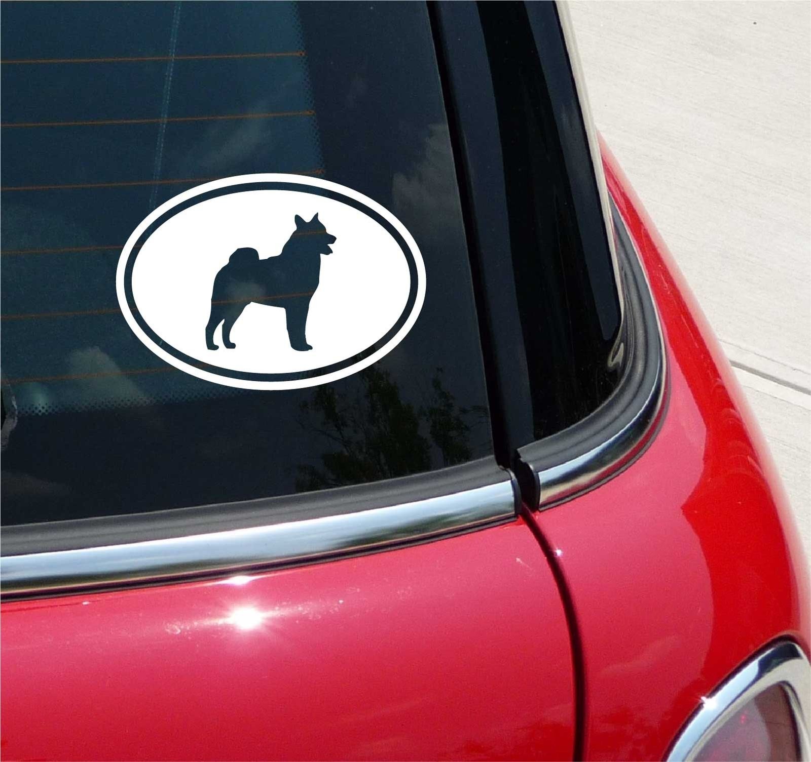 Euro Elkhound Dog Oval Decal Sticker for Car or Wall Single Color