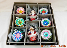 New Christopher Radko Shiny Brite Ornaments 2 Santas 4  6 Indent Rounds 3  