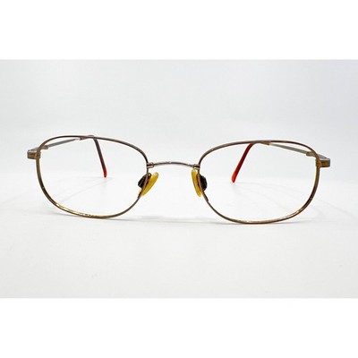Flexon Eyeglasses Mens Brown 423 Marchon Metal Oval Frame 49-19-145