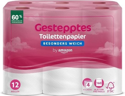4-Ply Quilted Toilet Paper   Extra Soft & Strong Bathroom Tissue, 12 Rolls