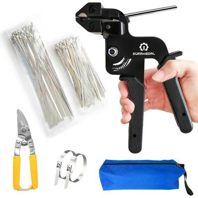Stainless Steel Cable Tie Tool Kit with 200PCS Self-Locking Metal Wire Ties (...