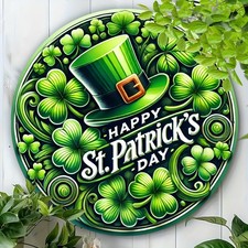 2DVintage St. Patrick's Day Round Metal Sign Rustic Home Party Garden Decoration
