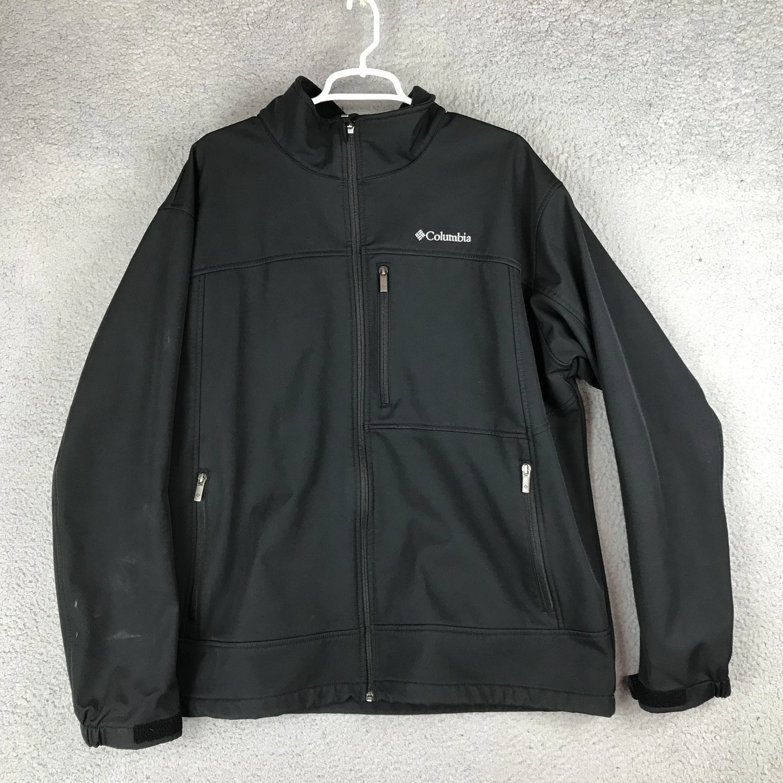Columbia Jacket Mens 2XL Black Softshell Full Zip Fleece Lined Outdoor Hiking