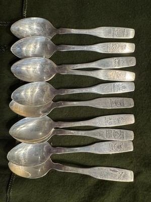 Vintage Oneida Ltd. Silverplate Souvenir Spoons Set of 10 Engraved Canada