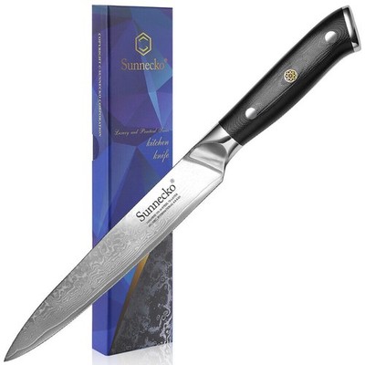 Sunnecko Slicing Knife 8 inch Kitchen Chef Knife Damascus VG10 Steel G10 Handle