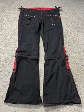 Tripp NYC Y2K Gothic Red Black Wide Leg Flare Pants Zippers Grommet Grunge 90s