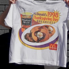 VINTAGE '98 THANKSGIVING BREAKFAST PROMO WHITE T-SHIRT For Men Women