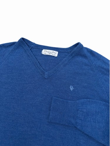 Christian Dior Monsieur, VTG Christian Dior Monsieur V Neck Pullover Sweater Men’s XL Blue 90s Preppy