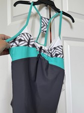 Girls/Kids Sz 16 Swimsuit Top Only Gray And Teal NWT