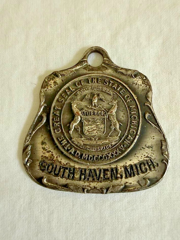 Vintage South Haven Michigan State Seal Charm Pendant Medallion