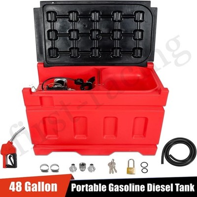 48 Gallon Portable Gasoline Diesel Tank 15GPM with 12V Electric Transfer Pump