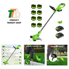 12-inch 20V Cordless String Trimmer with Charger, 2 X 2.0Ah Battery Powered G...