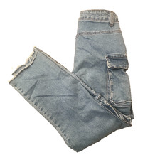Telepatia Women's Jeans Size 9 W29 L29 Cargo Baggy 90s Style Blue Cotton
