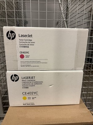 2 Genuine HP LJ 500 M551, MFP M575 Yellow & Magenta Toner CE402YC + CE403YC -NEW