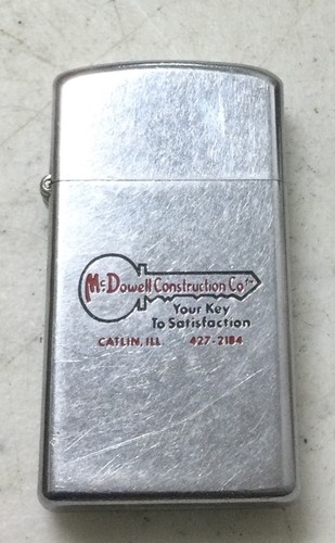 Zippo Lighter Slim 1974Mc Dowel Construction Co Carlin I’ll Used