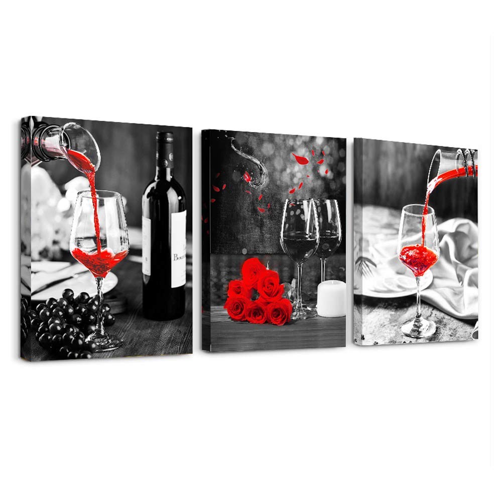 Kitchen Wall Art for dining room Wall Decor Still life Black and white Canvas...