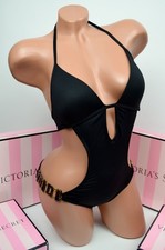 NWT Victoria's Secret one-piece push up monokini BLACK with hardware M