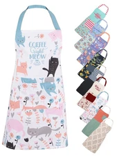 Mainstays Chef Kitchen Apron, 28" x 32" Cat Cotton Bib Apron with Pockets
