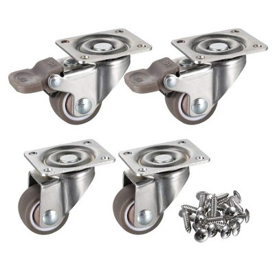 bayite 4 Pack 1'' Low Profile Casters Wheels Soft Rubber Swivel Caster with 36...