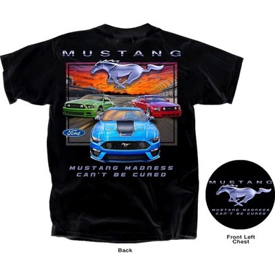 Joe Blow T's Ford Mustang Madness Can't Be Cured Men's Black T-Shirt 5th 6th Gen