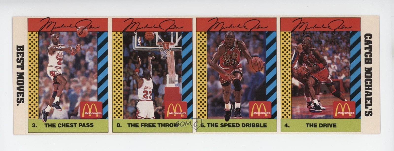 1990 McDonald's Sports Illustrated for Kids Tips Michael Jordan 4 Card Panel 0e7