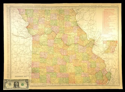 1911 Antique Map of Missouri Railroad Map ORIGINAL Atlas Map DATED
