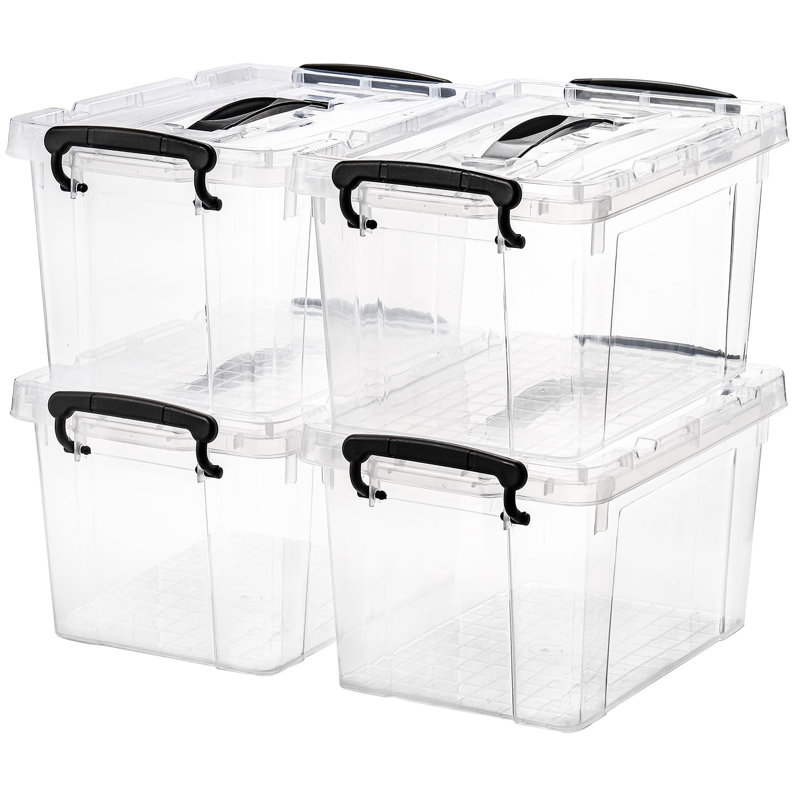 4-Pack 6QT Clear Plastic Storage Bins with Latching Lids & Handles  