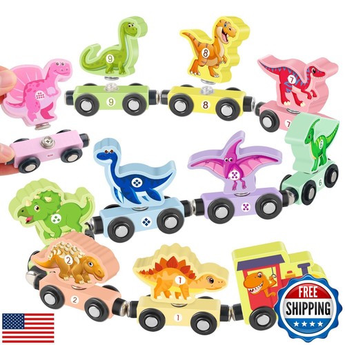 Wooden Train Set for Toddlers 3-5 Boys Girls Kid Birthday Gift 11PCS Magnetic