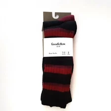 Goodfellow & Co Mens Boot Socks Shoe Size 7-12 Striped Solid Red Black 2pk