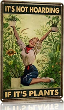 Vintage Gardening Tin Sign - 'It'S Not Hoarding If It'S Plants' - 8X12 Inch