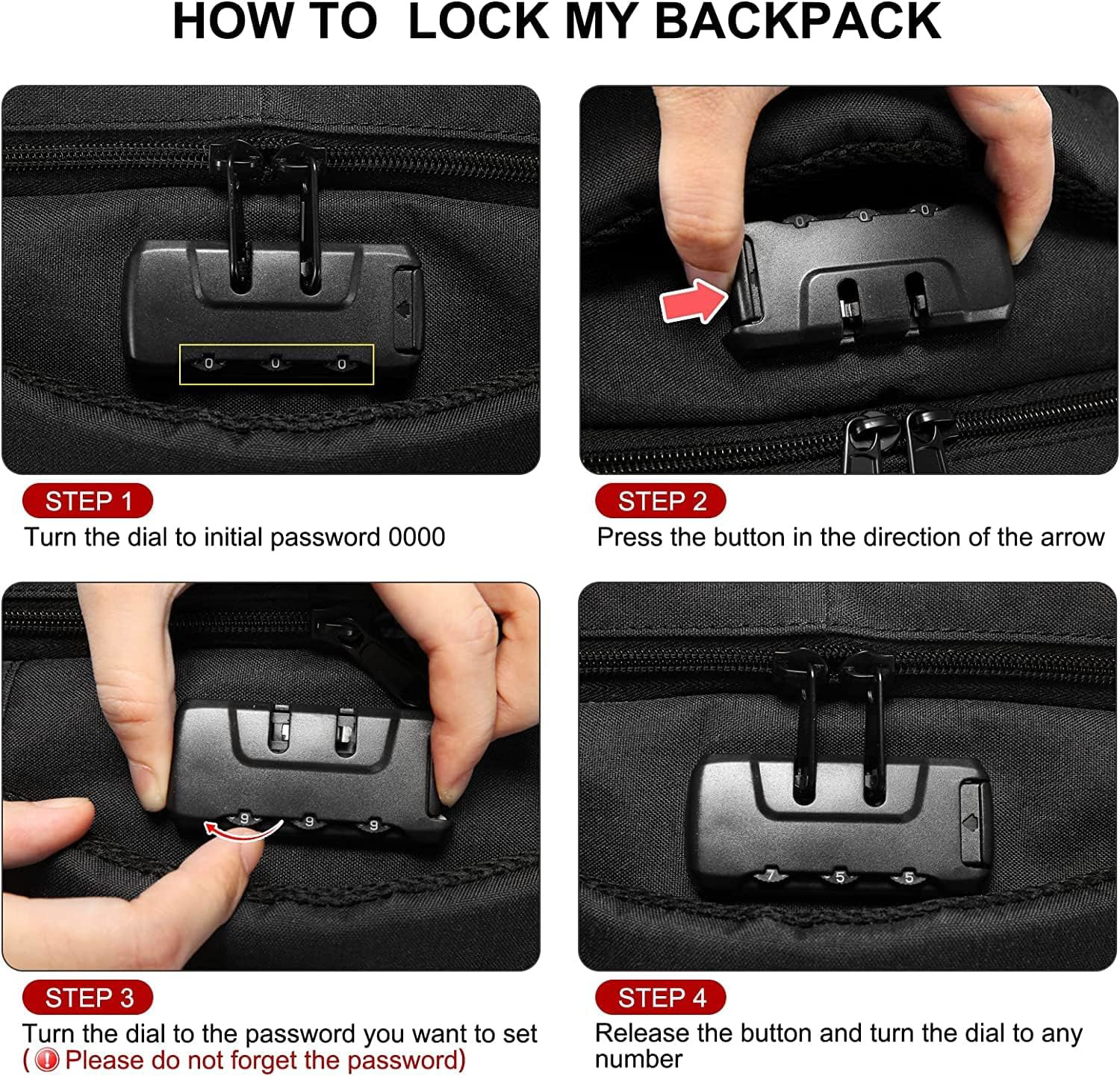 LOVEVOOK Carry on Backpack, Expandable 30-40L Travel 17-Inch(4Pcs Set), Black