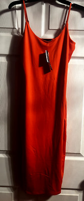 Absolutely Love It!! Orange/Grenadine Scoop Neck Midi Cami Dress