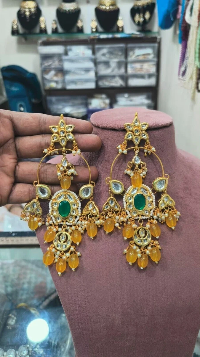 Pearl and shop kundan earrings