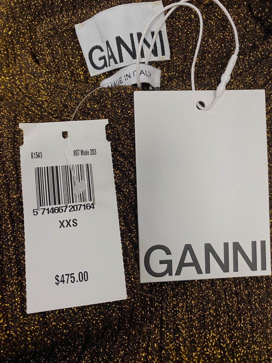 ganni glitter knit dress GANNI Women's Velvet Sequins Long Dress