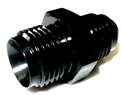 Power Steering Fitting  06 an to 11/16''-18  Inv Flare Show Polished Black Alum