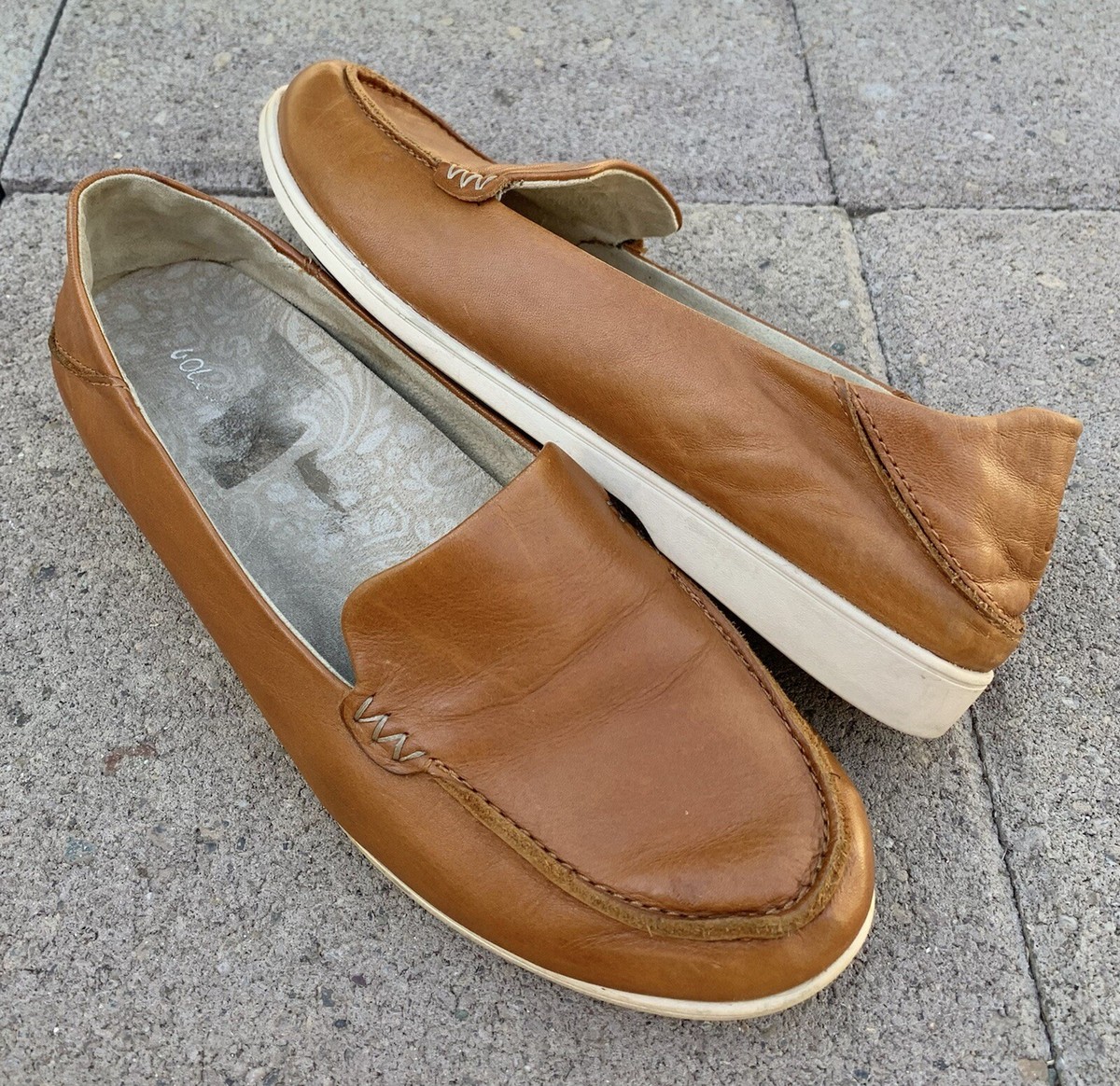 OluKai Tan Leather Loafers Olukai Ohana Lace Up Shoes Nubuck Tan Leather Men main image 3
