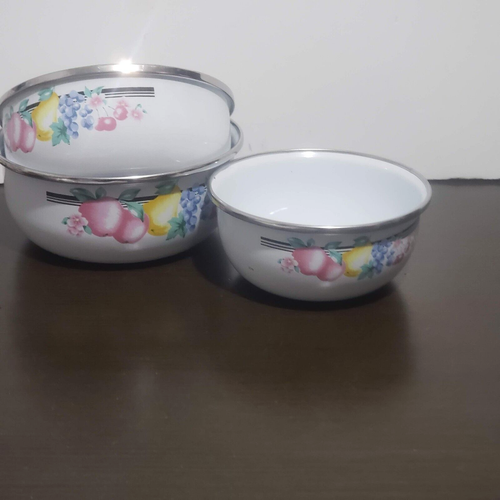 Juego de 3 cuencos para servir esmaltados GMI patrón de frutas - Imagen 2 de 15