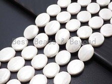 High-Quality Natural White Mother of Pearl Oval Shape Beads, 20x30mm - SKU U238