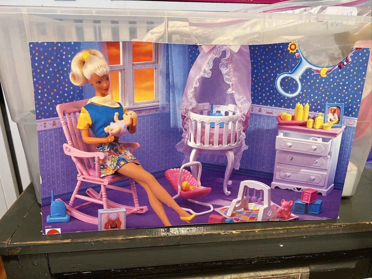 Vintage Barbie Baby Krissy Home Nursery Playset 1999 With Front Of