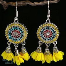 Fashion Boho Flower Earring Gold Tone Drop Dangle Earrings Wedding Party Gifts
