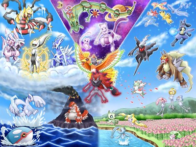 Anime pokmon colorful collage sky mew hooh arceus palkia CCG Gaming Mat Desk