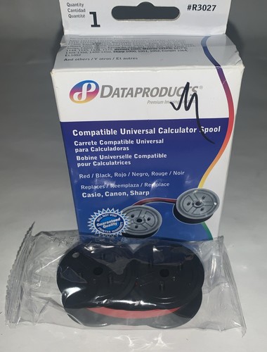 Dataproducts R3027 Compatible UNIVERSAL CALCULATOR SPOOL Ribbon Black/Red