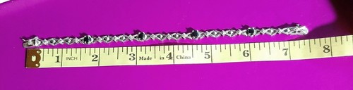 STERLING SAPPHIRE GEMSTONE BRACELET 7.5 4 OVAL STONES ELEGANT with Gift Box - Picture 5 of 7