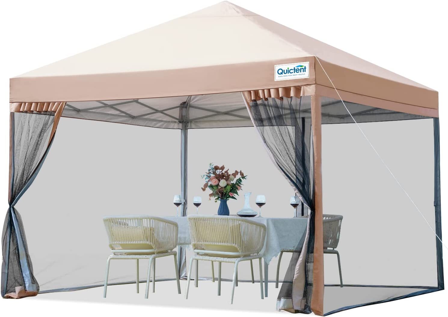 Outdoor Patio Folding Gazebo Tent Mesh Sidewall