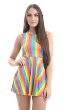 Women's Skater Dress Swing Top Flared Mini Ladies Gay Pride Fancy Festival 8-26